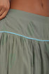 Super wide leg printed pants with contrast color piping